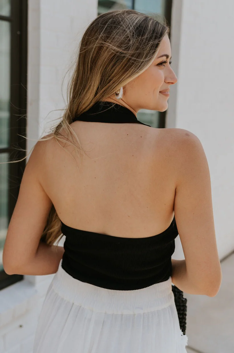 Laila Black Button-Up Halter Tank - Image 4
