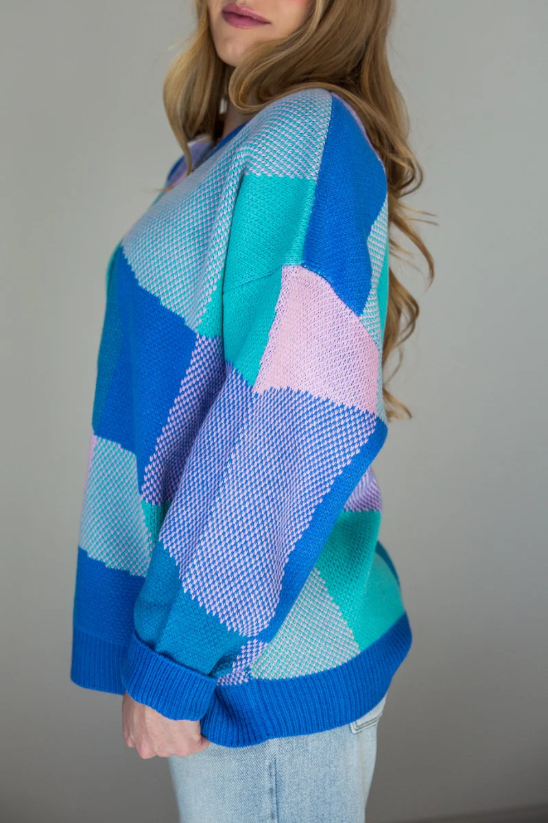 Laila Blue Multi Long Sleeve Sweater - Image 6