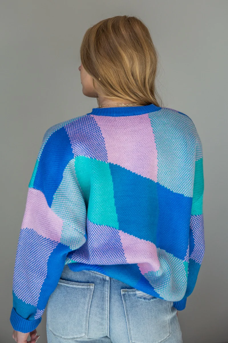 Laila Blue Multi Long Sleeve Sweater - Image 7