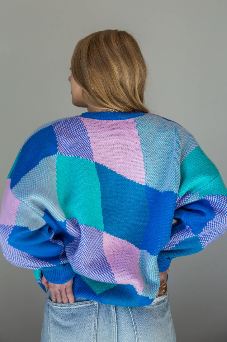 Laila Blue Multi Long Sleeve Sweater - Image 8