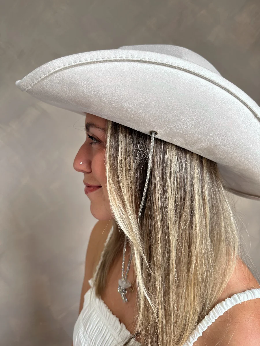 Lainey Ivory Rhinestone String Cowgirl Hat - Image 2