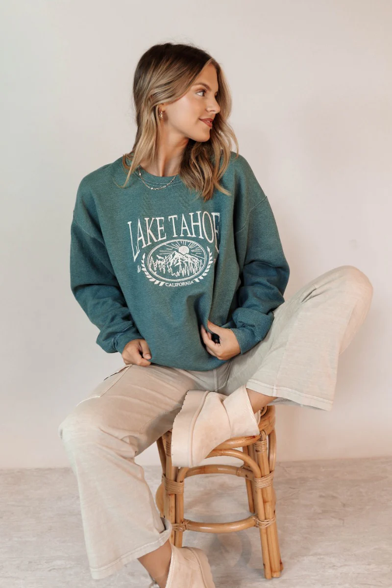 Lake Tahoe Green Embroidered Sweatshirt - Image 7