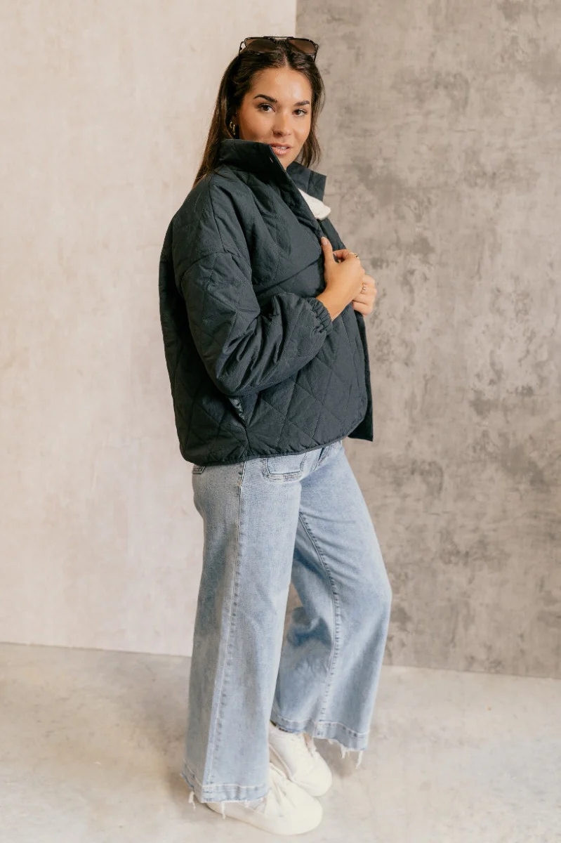 Lakelyn Charcoal Grey Quilted Jacket - Image 5