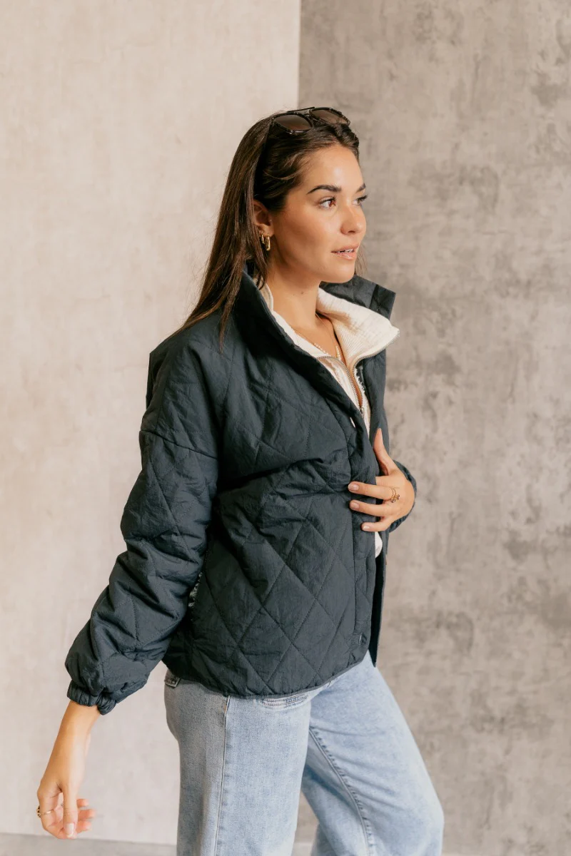 Lakelyn Charcoal Grey Quilted Jacket - Image 7