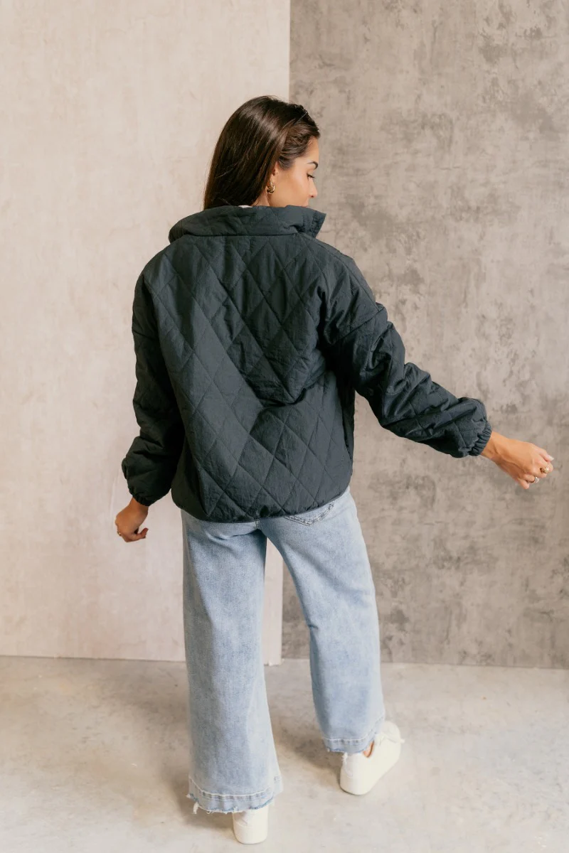 Lakelyn Charcoal Grey Quilted Jacket - Image 9