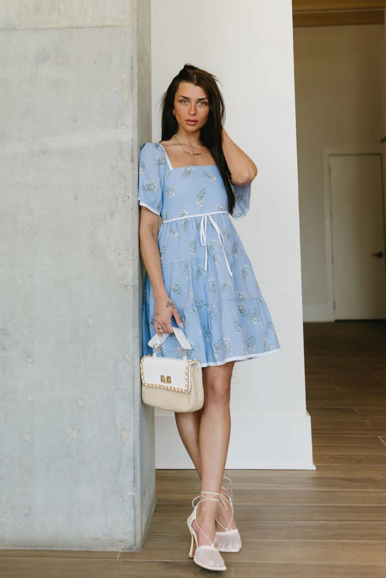 Lana Blue Floral Tiered Mini Dress