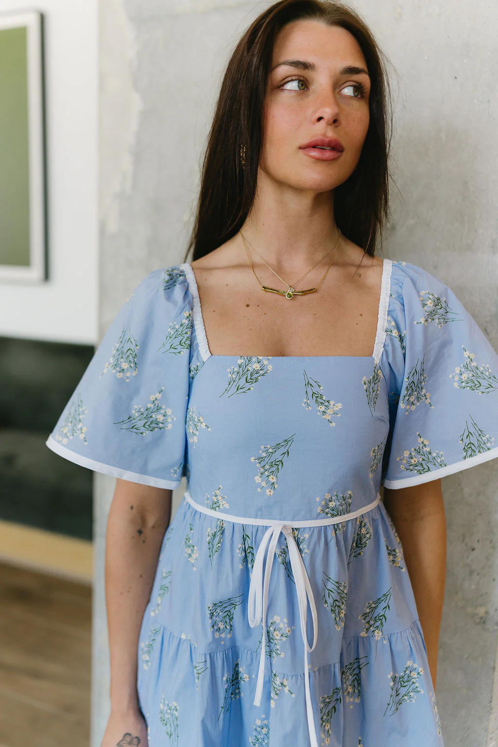 Lana Blue Floral Tiered Mini Dress - Image 5