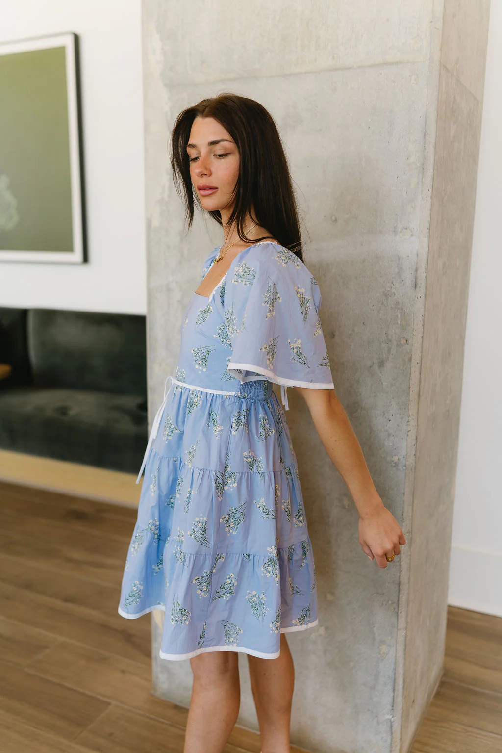 Lana Blue Floral Tiered Mini Dress - Image 6