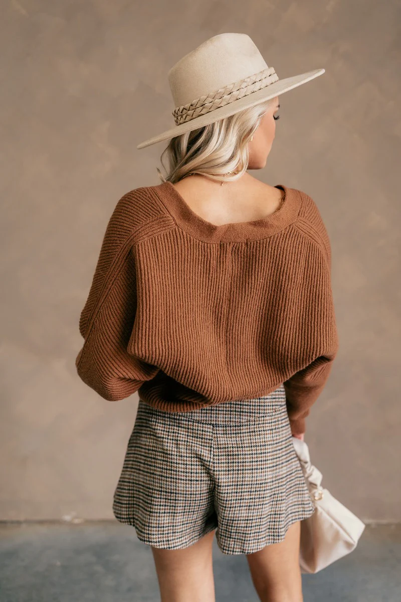 Lana Brown Ribbed Cropped Cardigan - Image 7