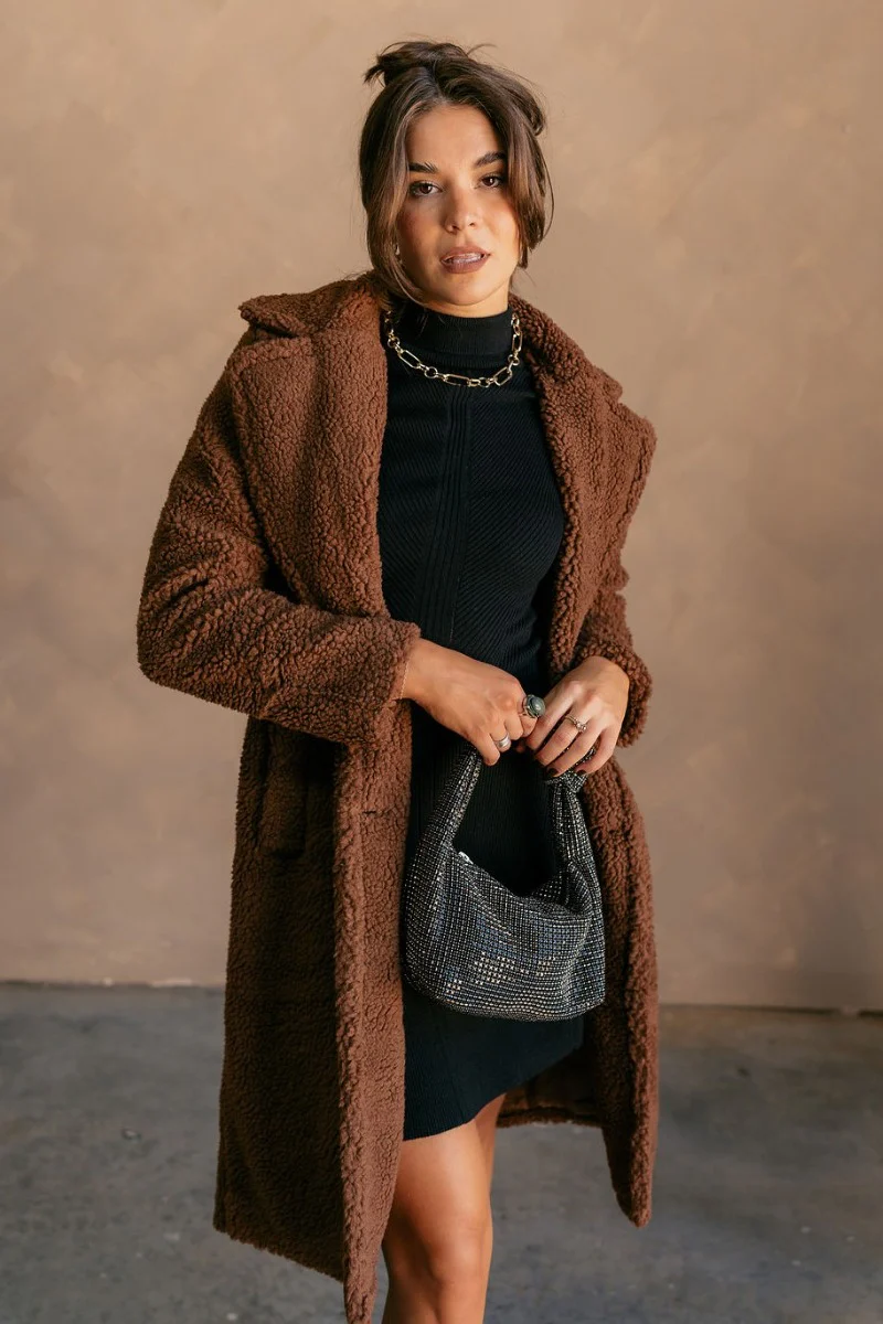 Lana Brown Teddy Trench Coat