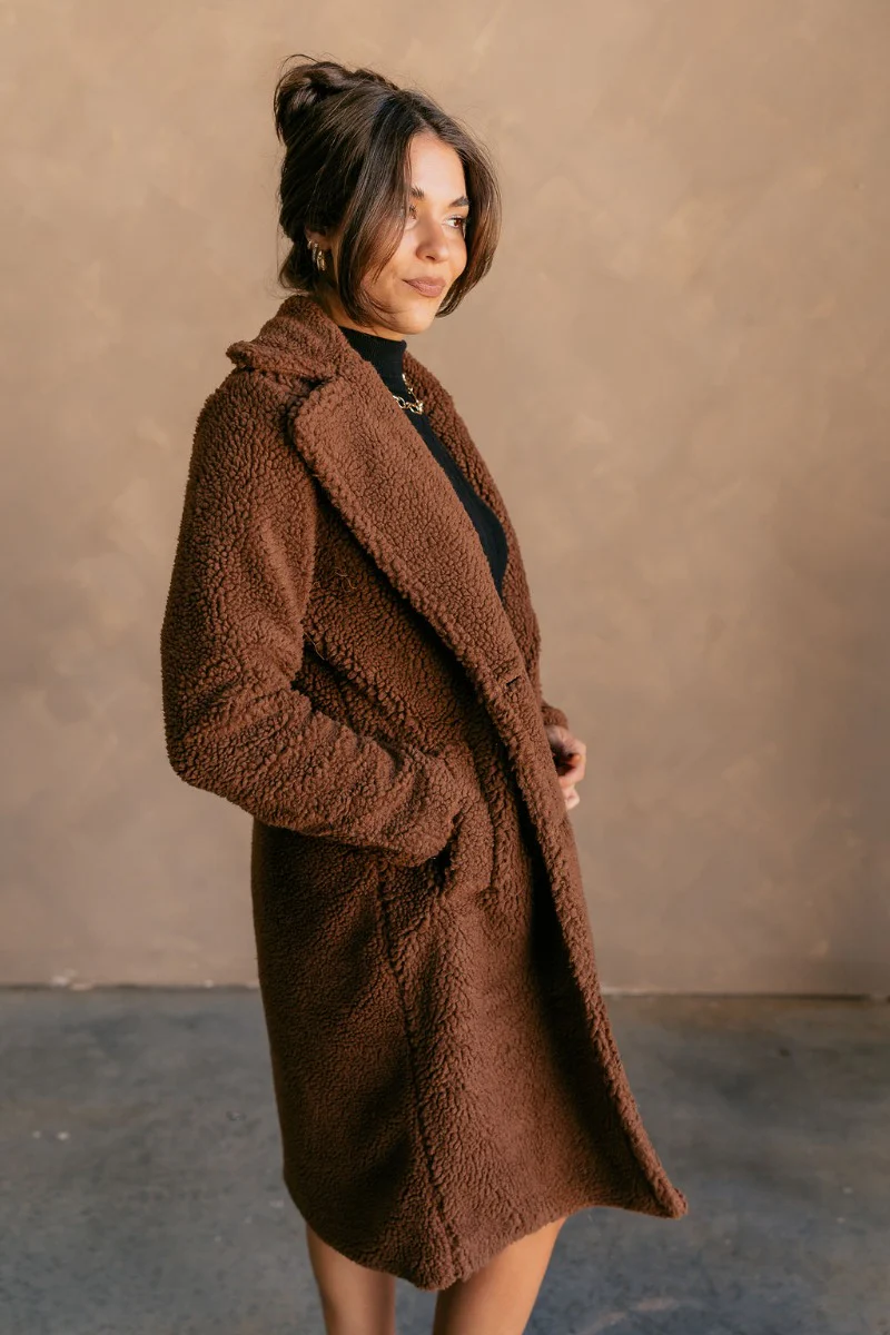Lana Brown Teddy Trench Coat - Image 6
