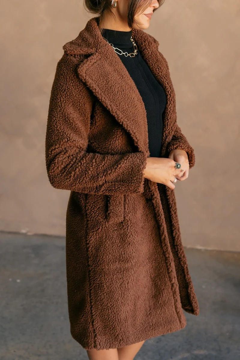 Lana Brown Teddy Trench Coat - Image 7