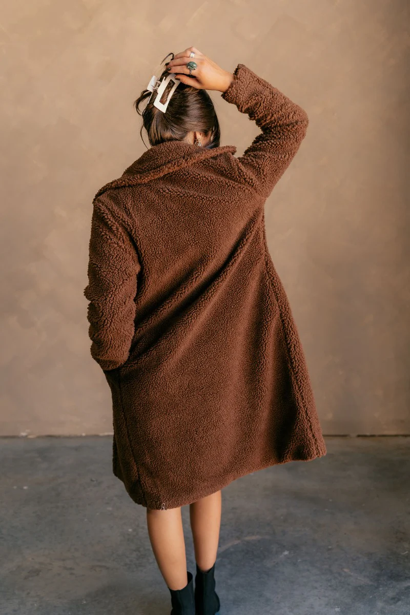 Lana Brown Teddy Trench Coat - Image 9