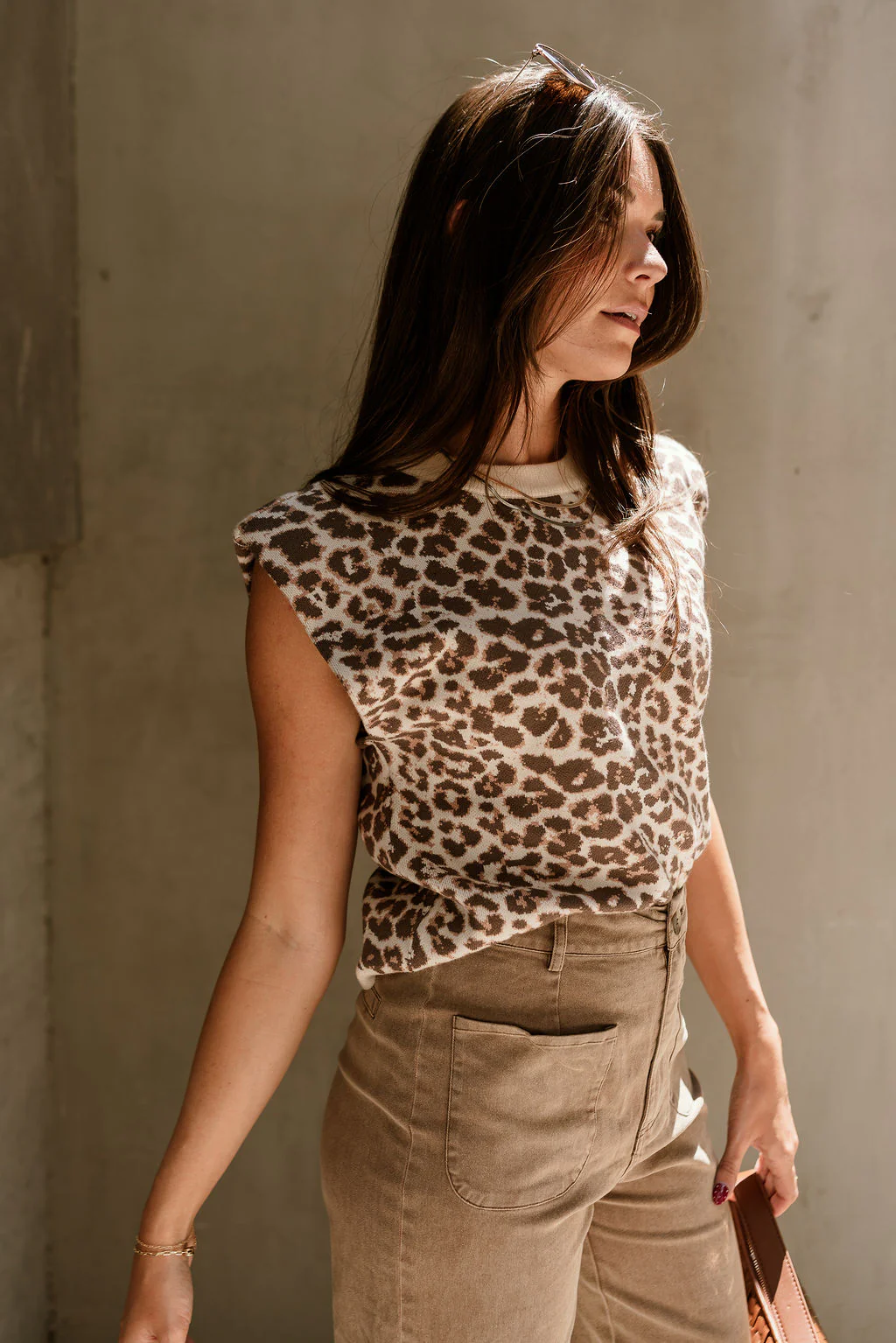 Lana Ecru Leopard Knit Sleeveless Top - Image 5