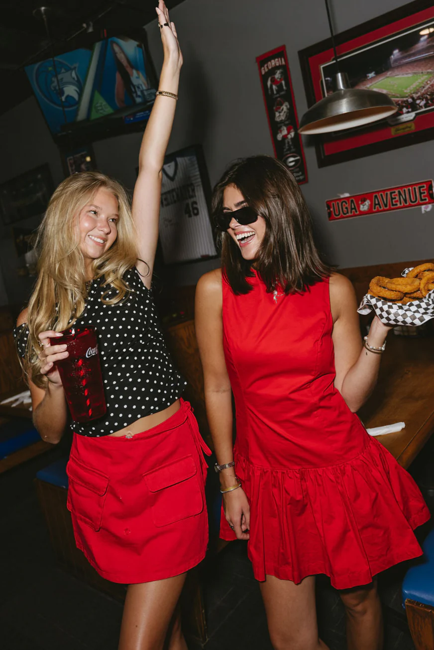 Lana Red Flare Skirt Mini Dress