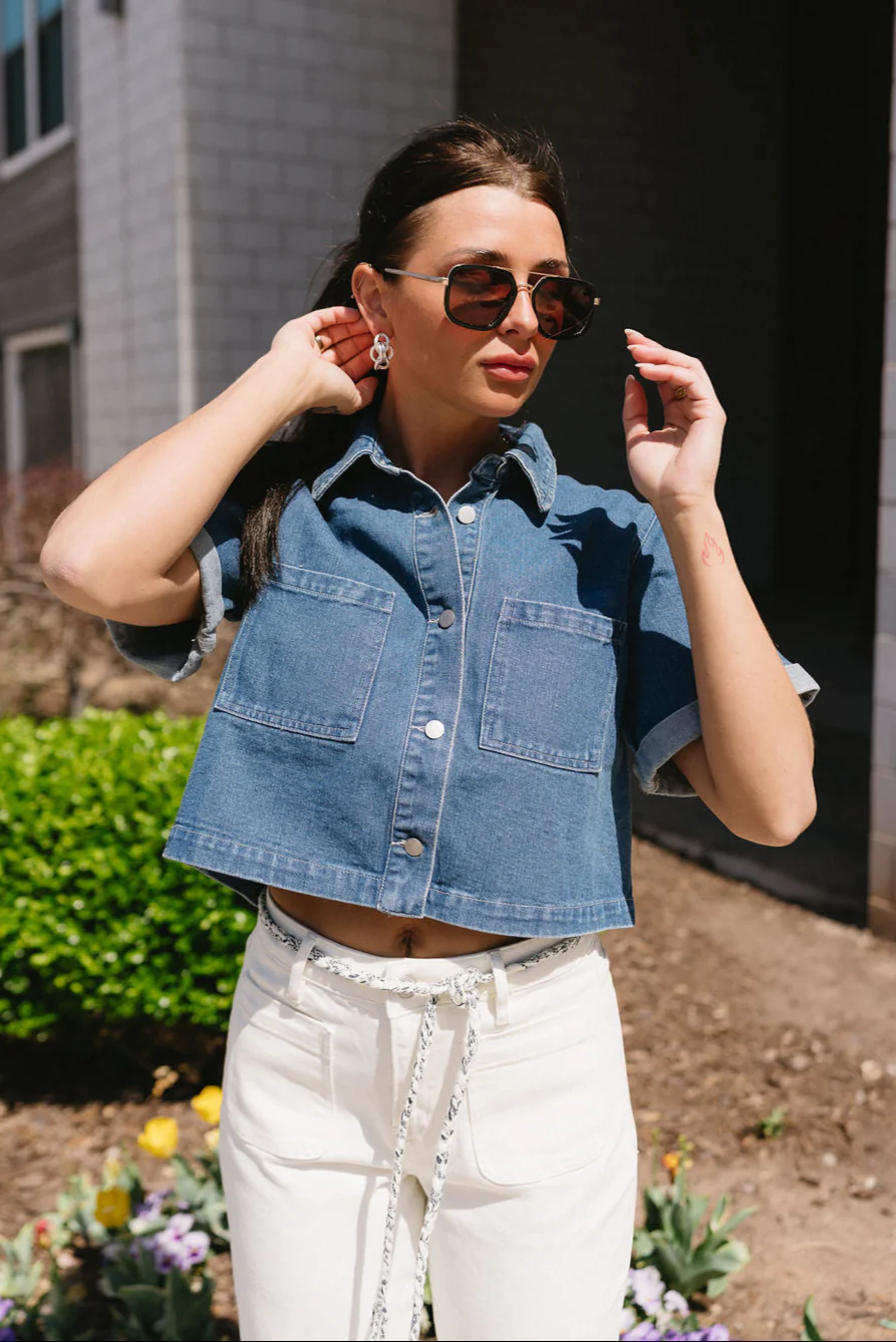 Laney Denim Short Sleeve Top - Image 3