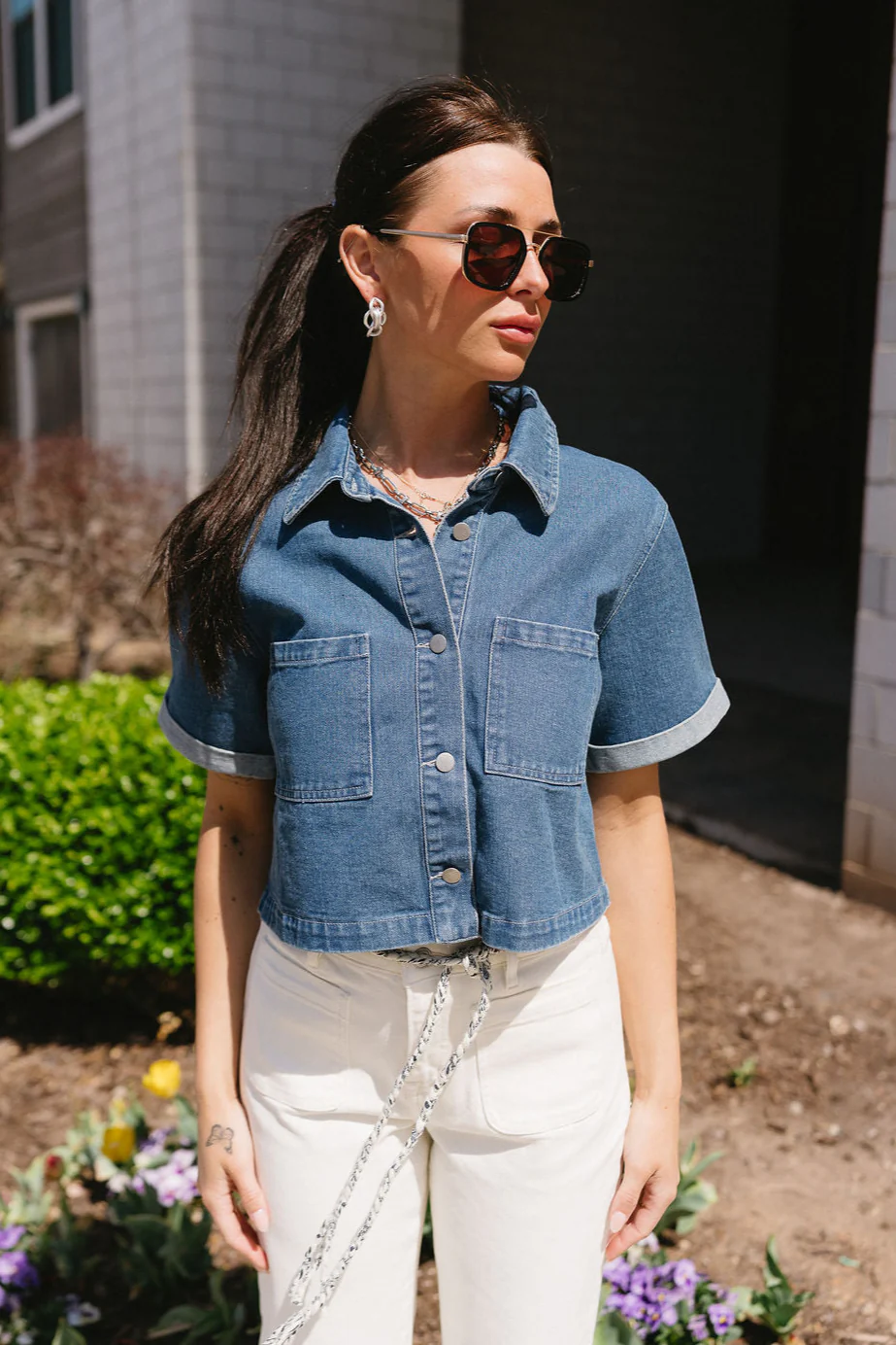 Laney Denim Short Sleeve Top - Image 4