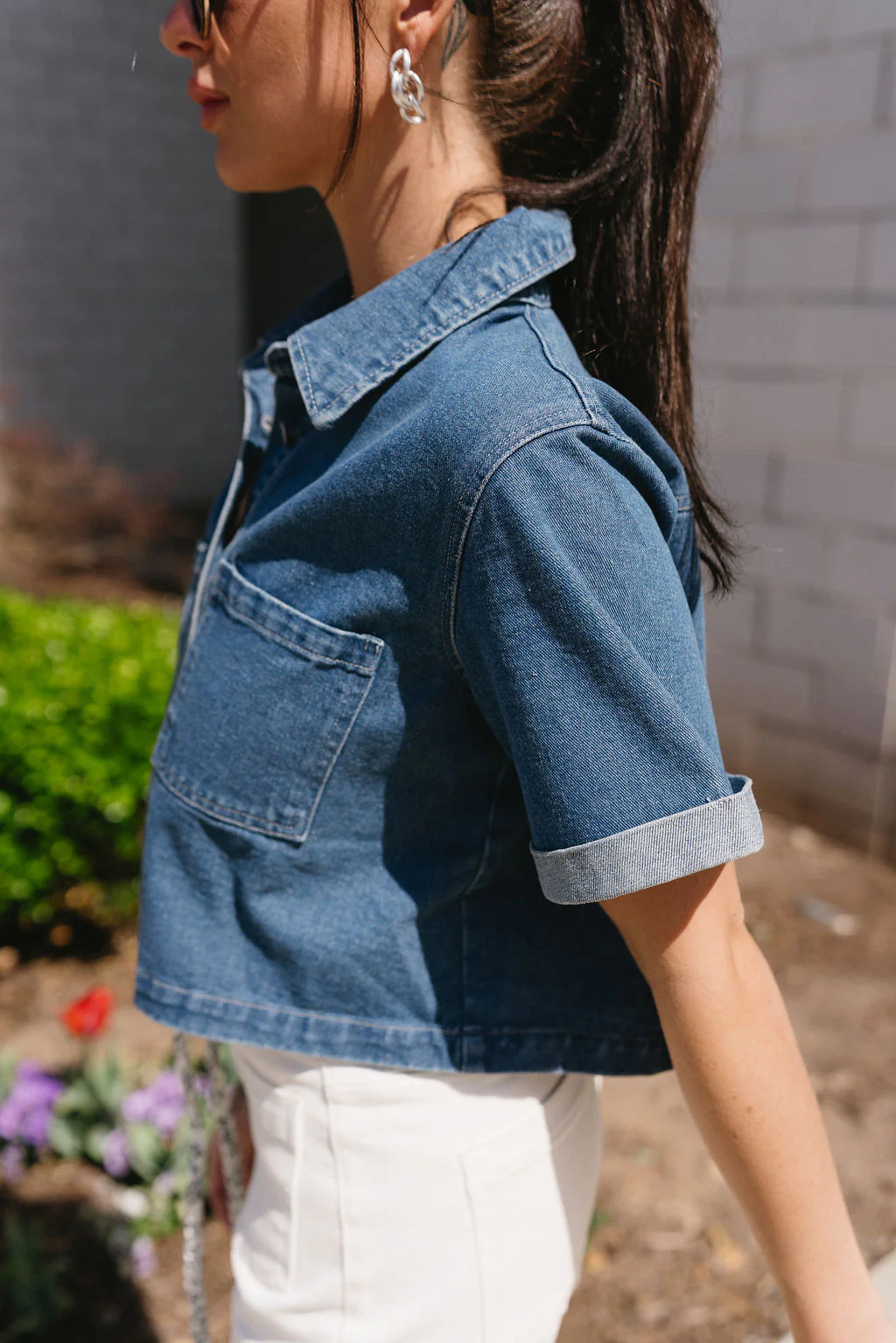 Laney Denim Short Sleeve Top - Image 5