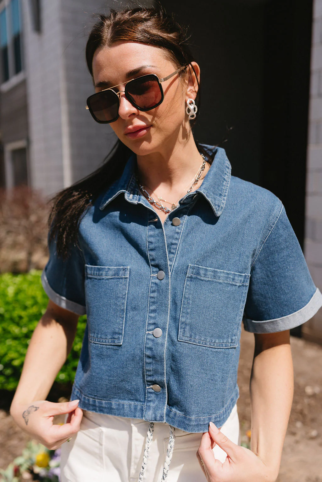 Laney Denim Short Sleeve Top - Image 6