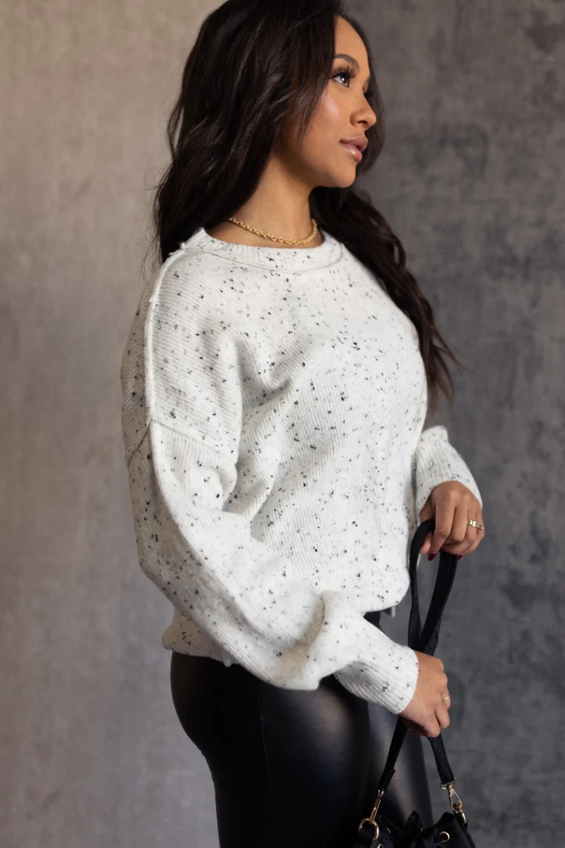 Laney White and Black Speckled Sweater - Image 4