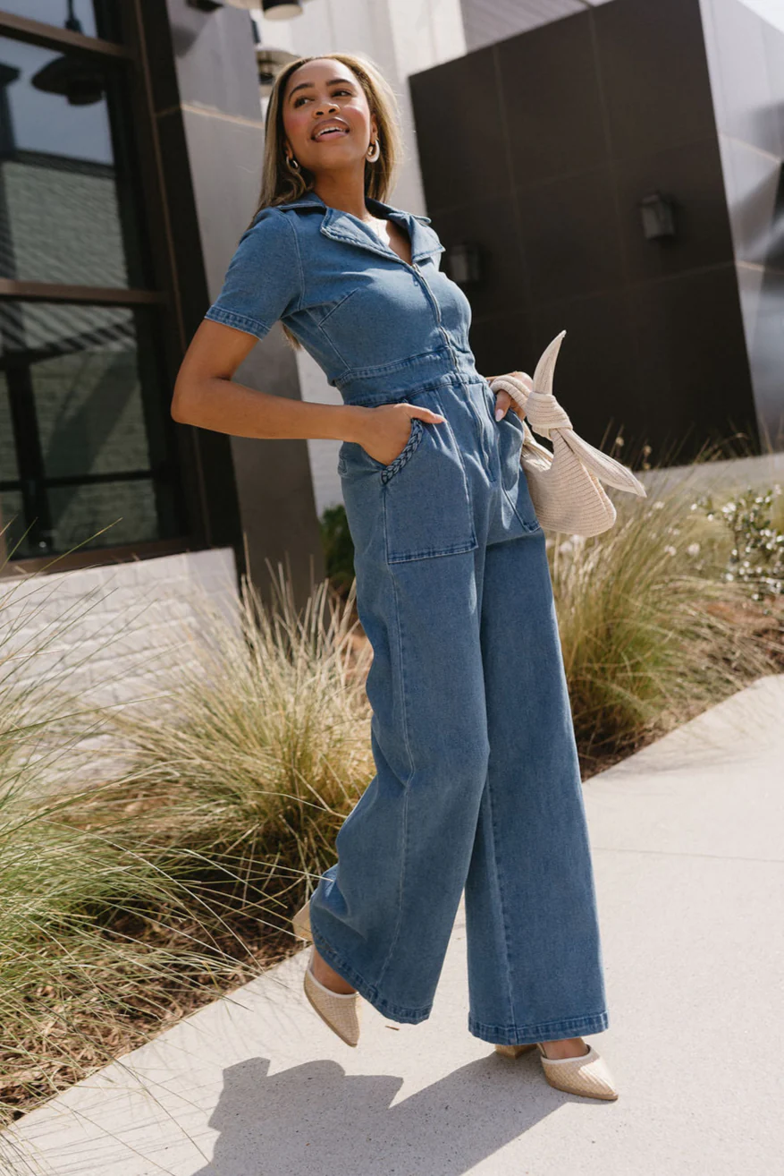 Lani Denim Short Sleeve Jumpsuit - Image 3