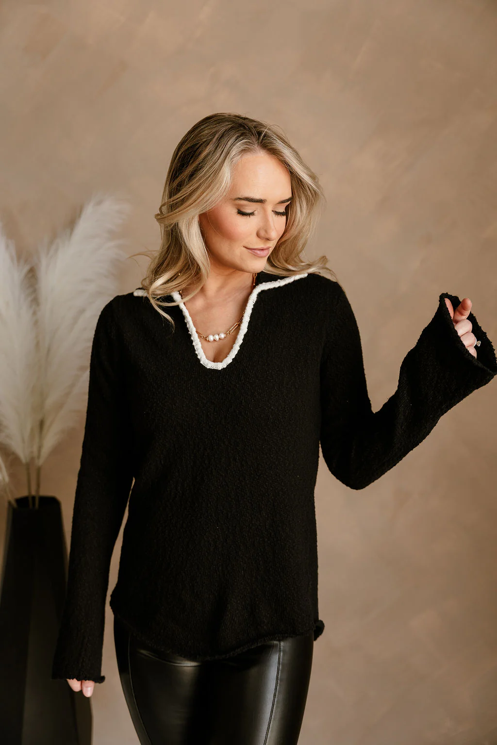 Lanie Black & White Cutout Sweater