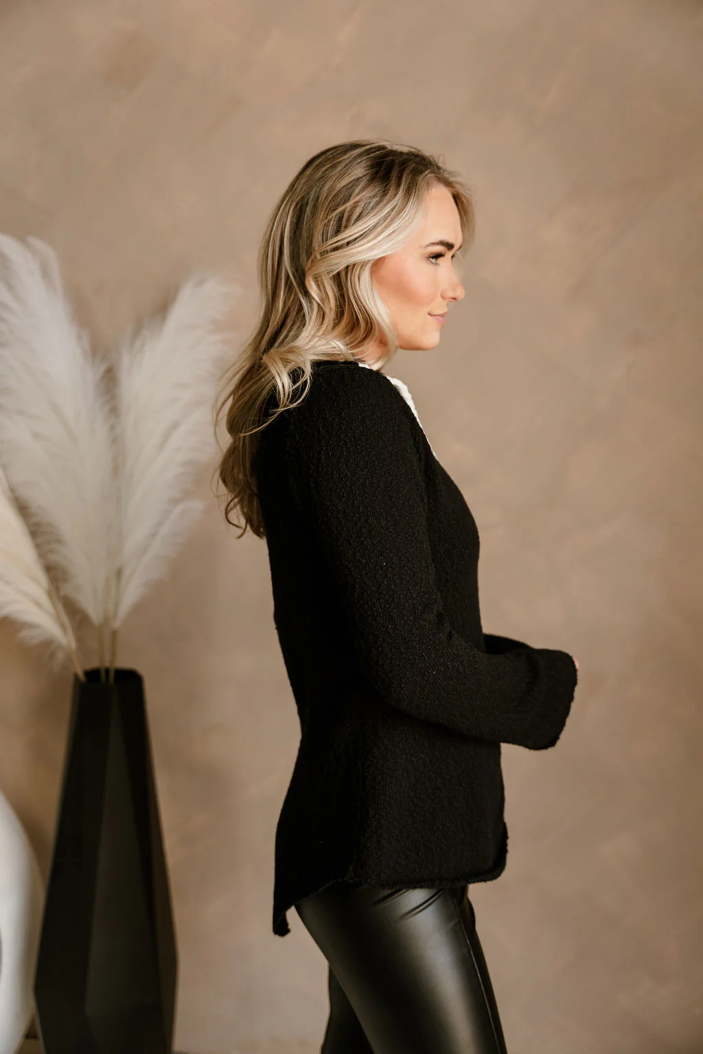 Lanie Black & White Cutout Sweater - Image 3