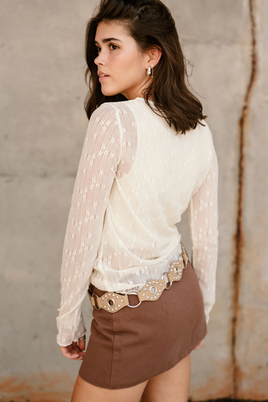 Lara Cream Floral Mesh Long Sleeve Top - Image 7