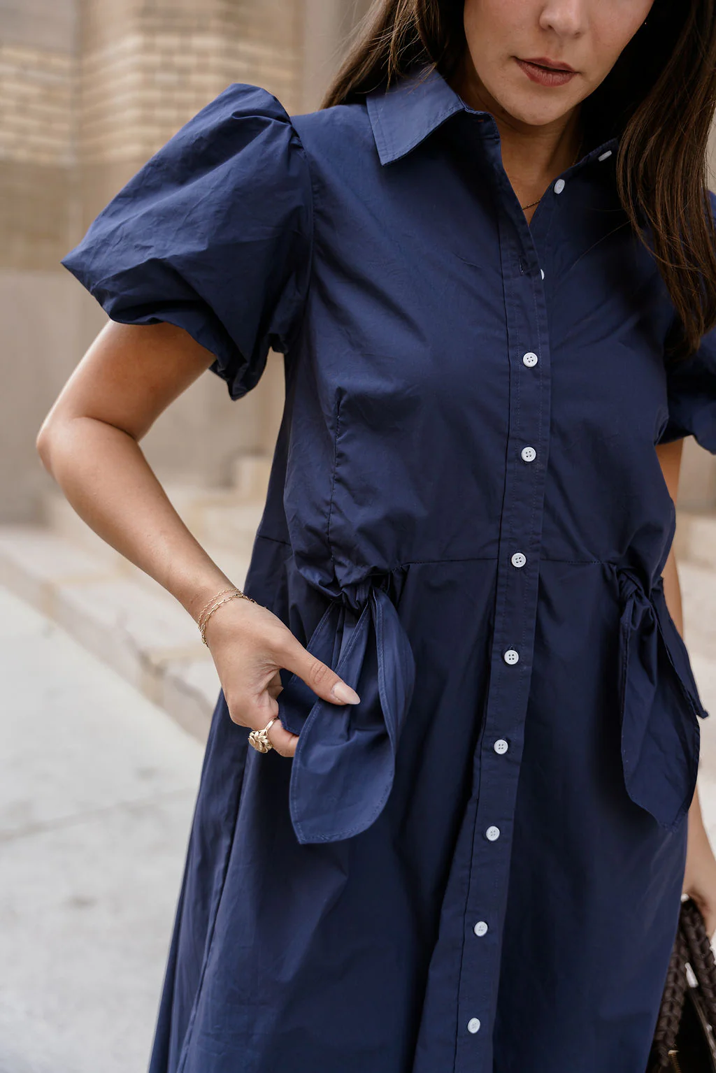Lara Navy Short Sleeve Midi Dress - Image 3