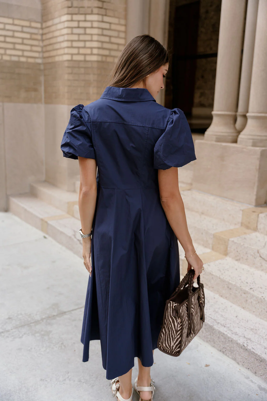 Lara Navy Short Sleeve Midi Dress - Image 7