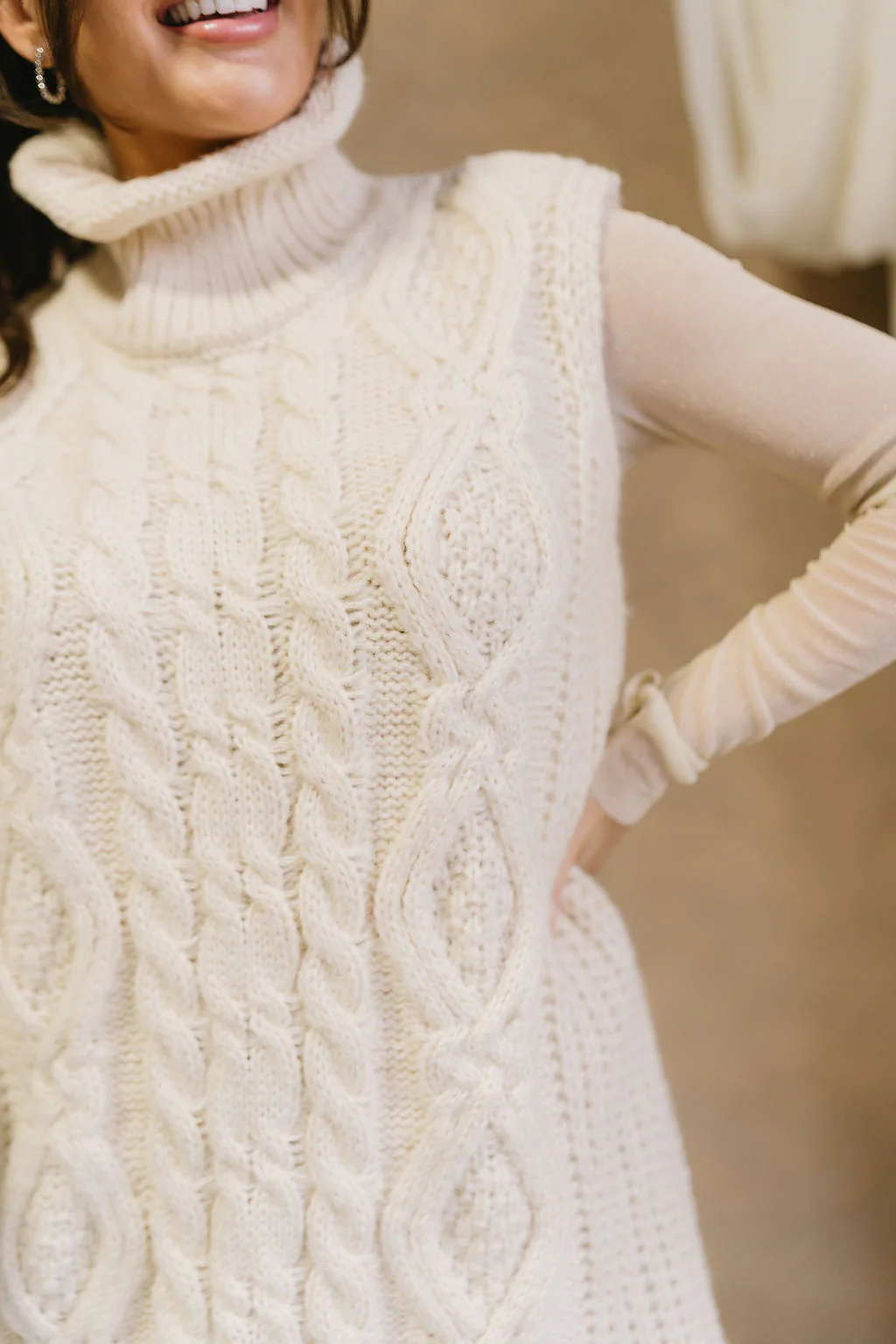 Laurel Cream Turtleneck Sweater Dress - Image 3