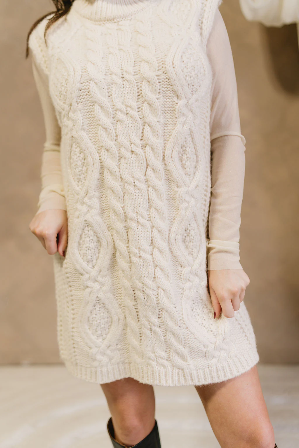Laurel Cream Turtleneck Sweater Dress - Image 8