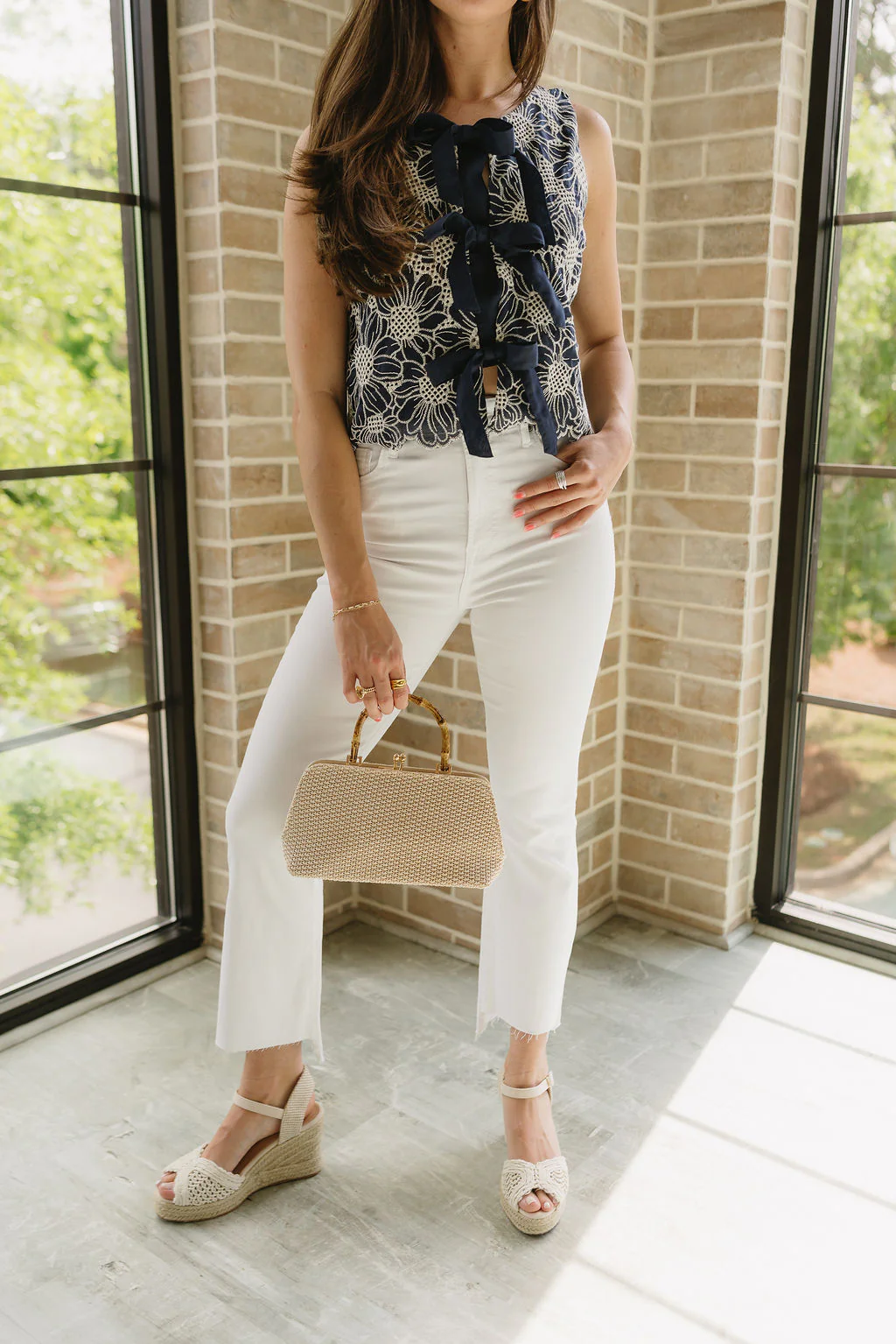 Laurel White Denim Cropped Flare Jeans