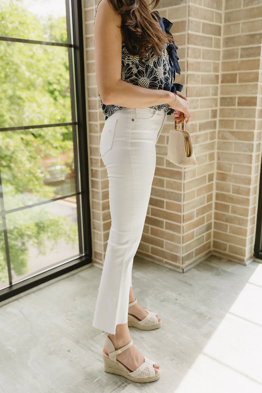 Laurel White Denim Cropped Flare Jeans - Image 6