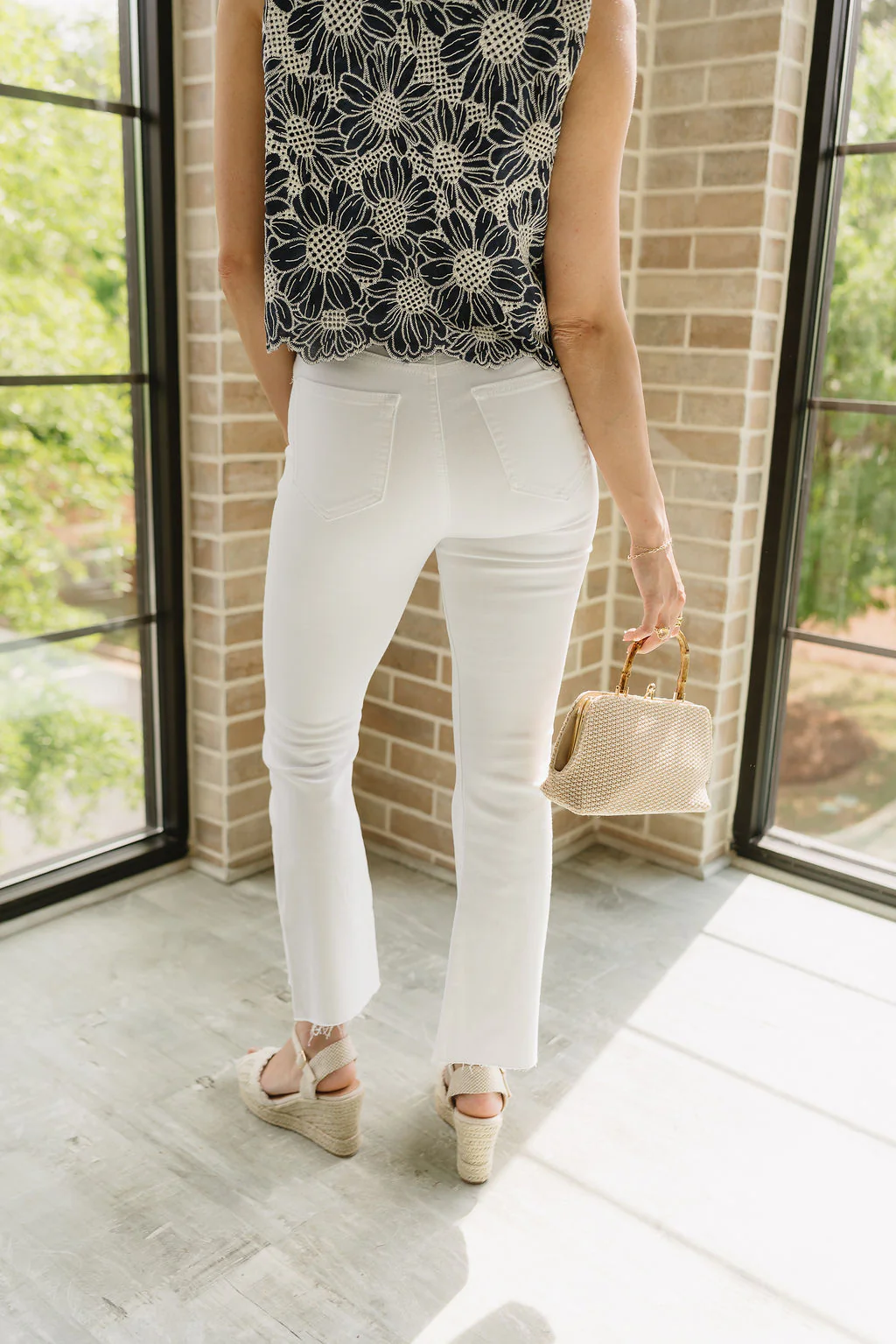 Laurel White Denim Cropped Flare Jeans - Image 9