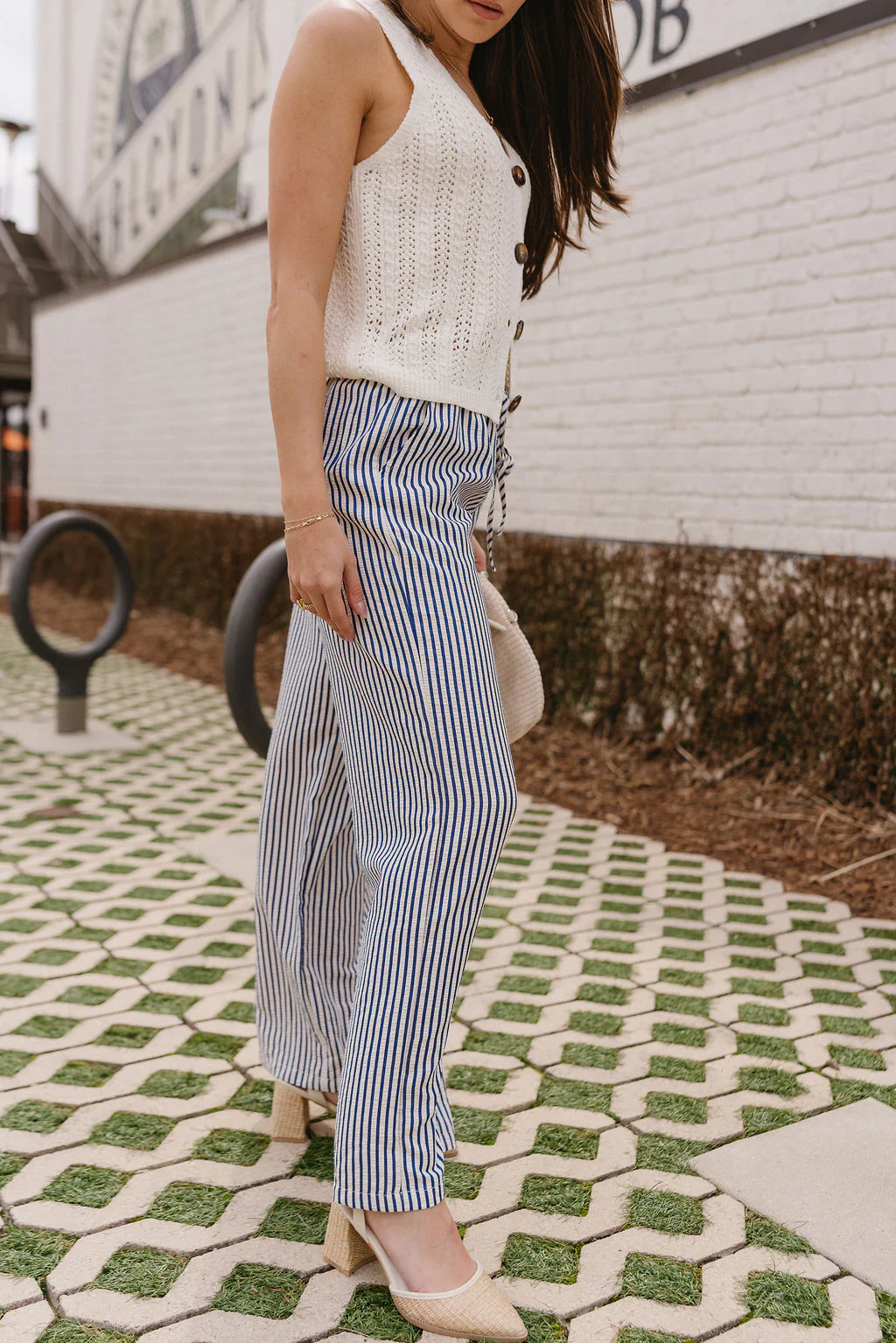 Lauren Navy & Ivory Stripe Wide Leg Pant - Image 3