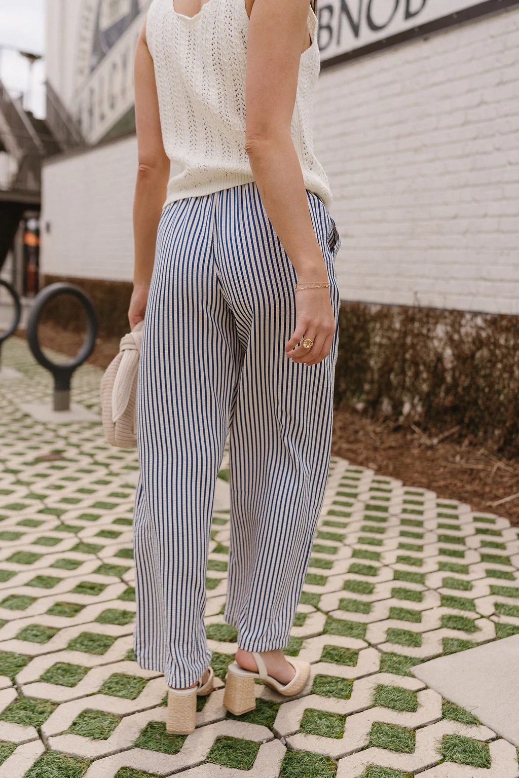 Lauren Navy & Ivory Stripe Wide Leg Pant - Image 4