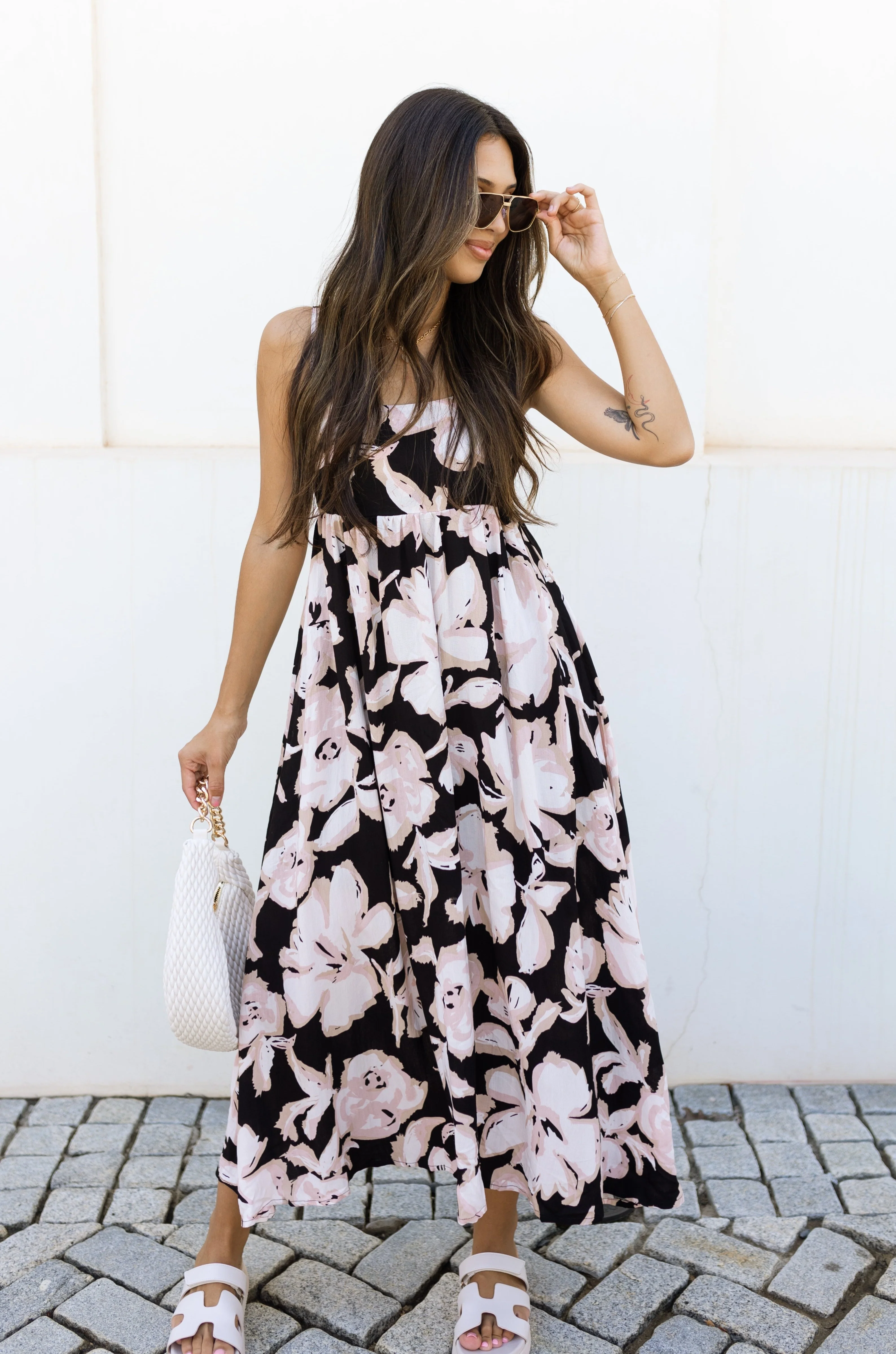 Laurie Black Floral Midi Dress