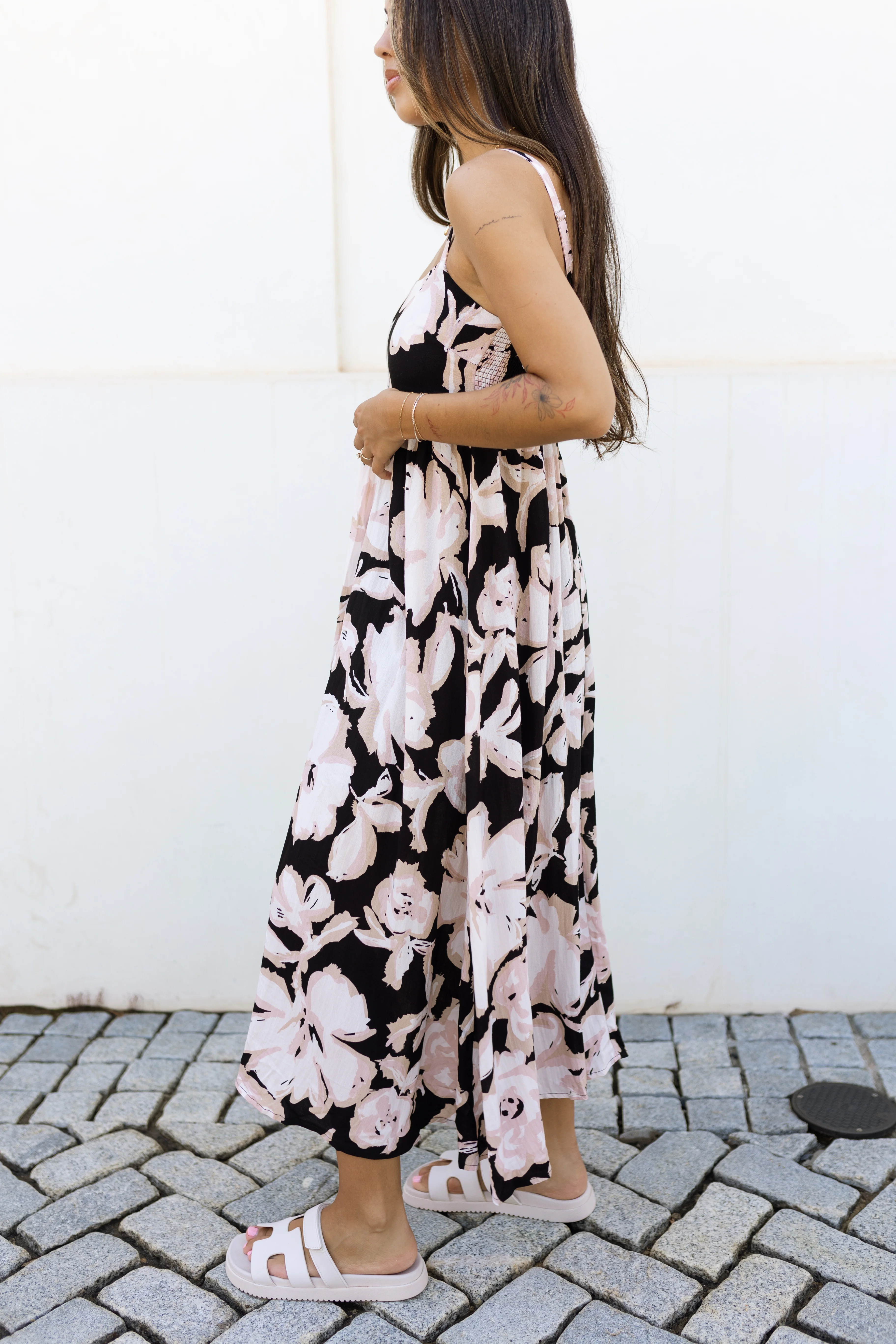 Laurie Black Floral Midi Dress - Image 4