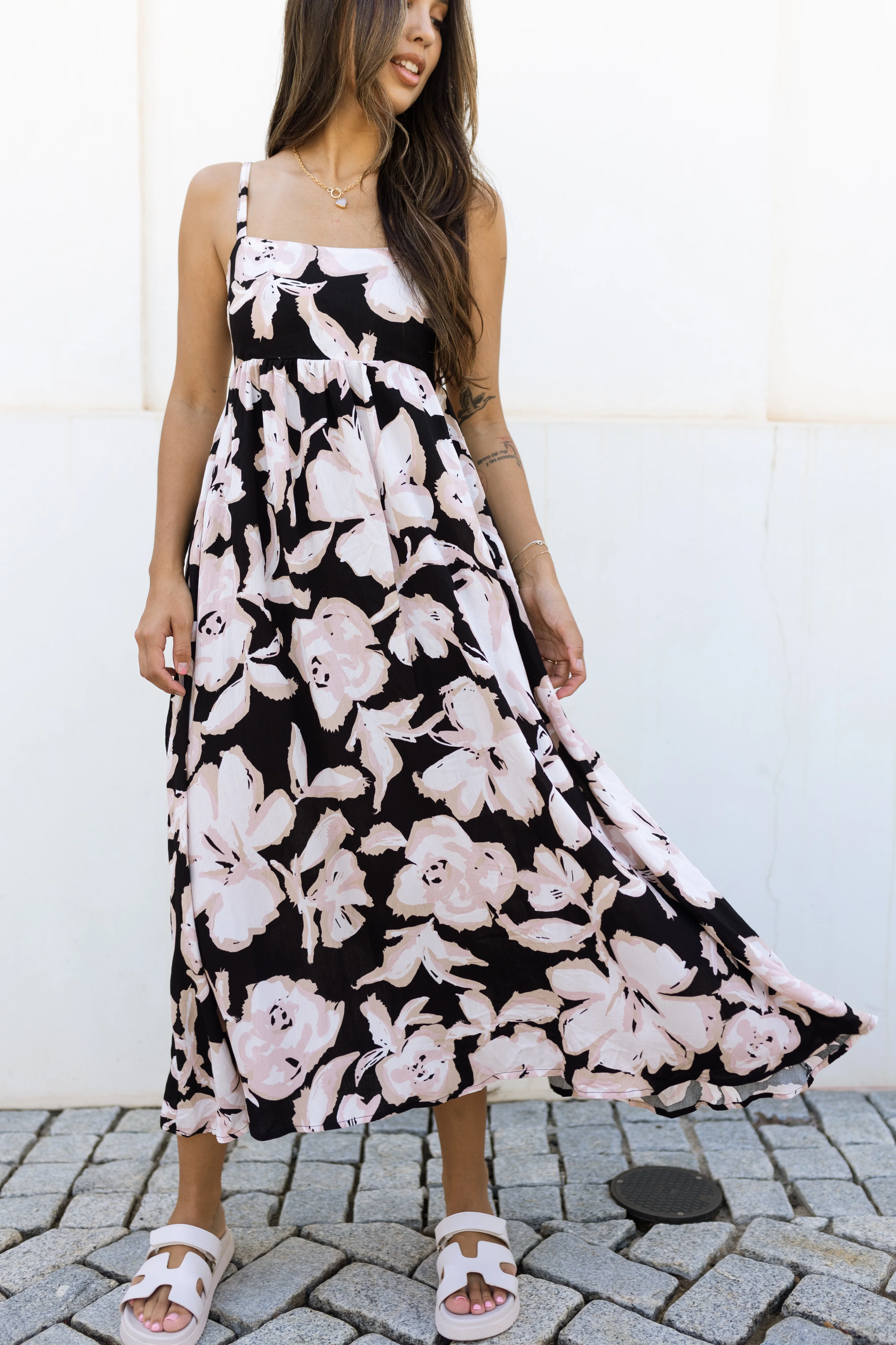 Laurie Black Floral Midi Dress - Image 5