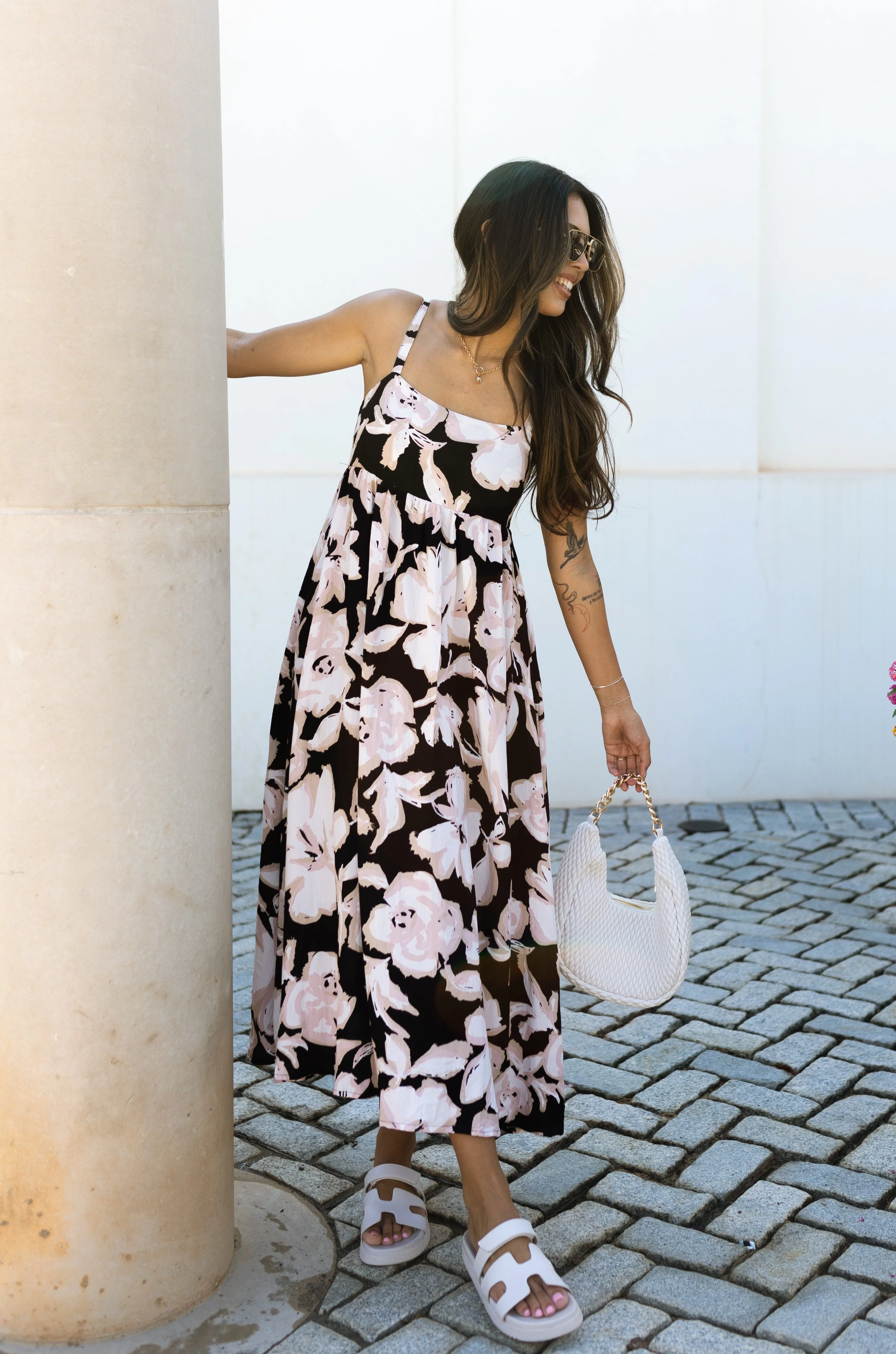 Laurie Black Floral Midi Dress - Image 6