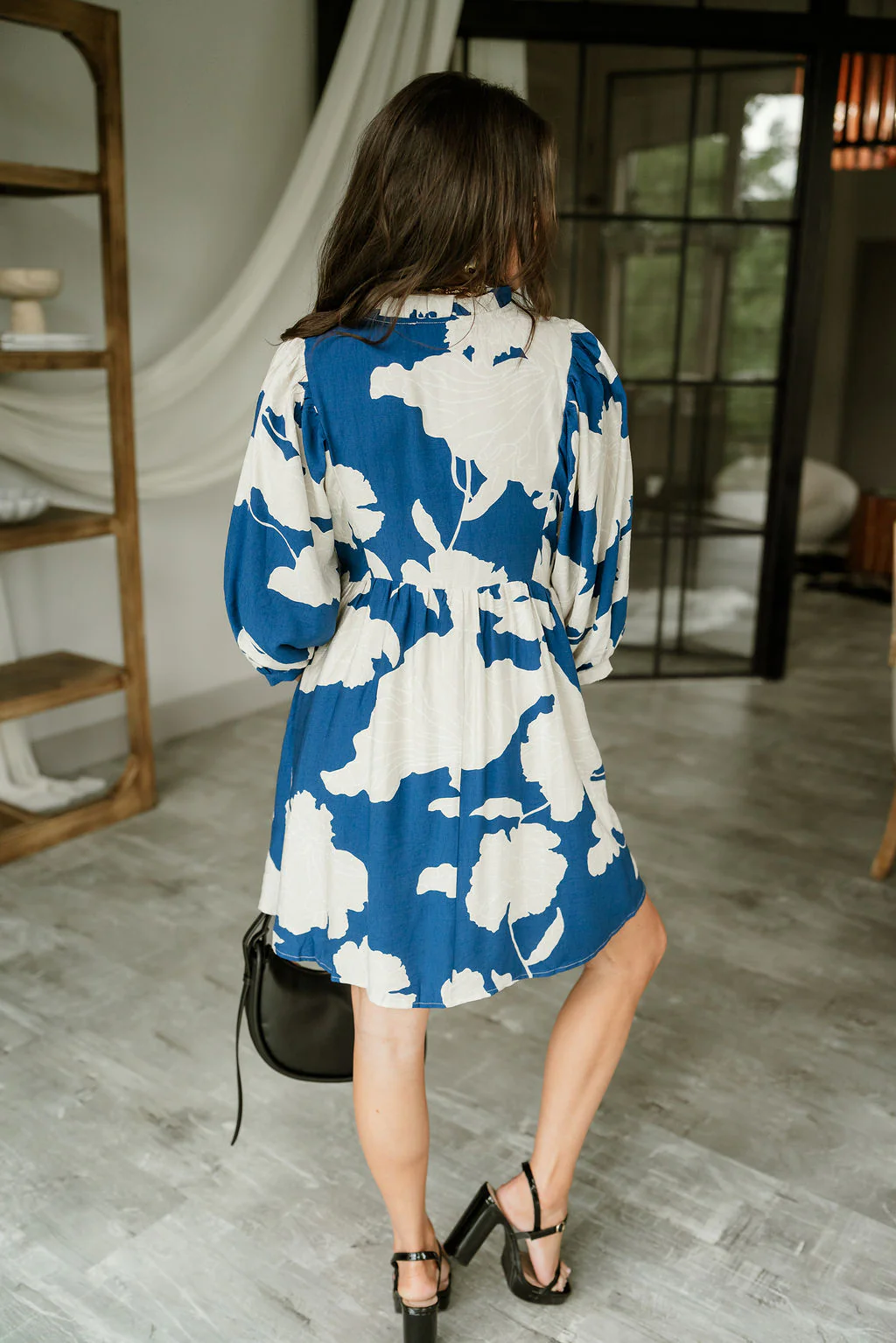 Laurie Blue & Cream Floral Mini Dress - Image 10