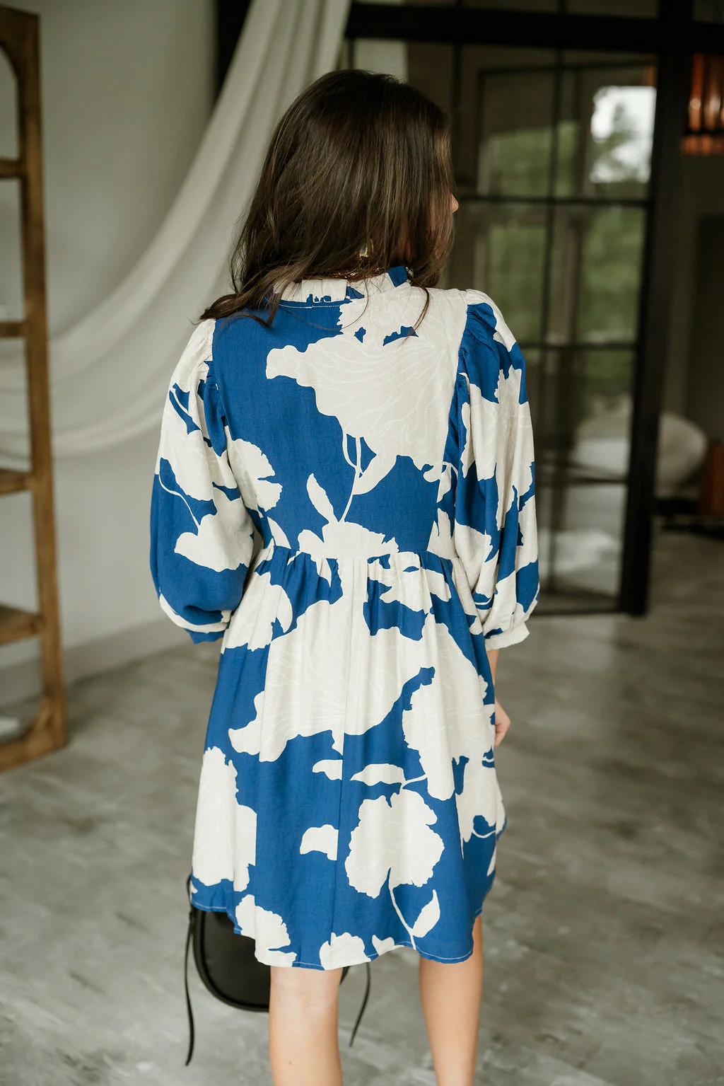 Laurie Blue & Cream Floral Mini Dress - Image 8