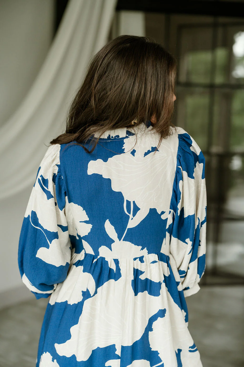Laurie Blue & Cream Floral Mini Dress - Image 9