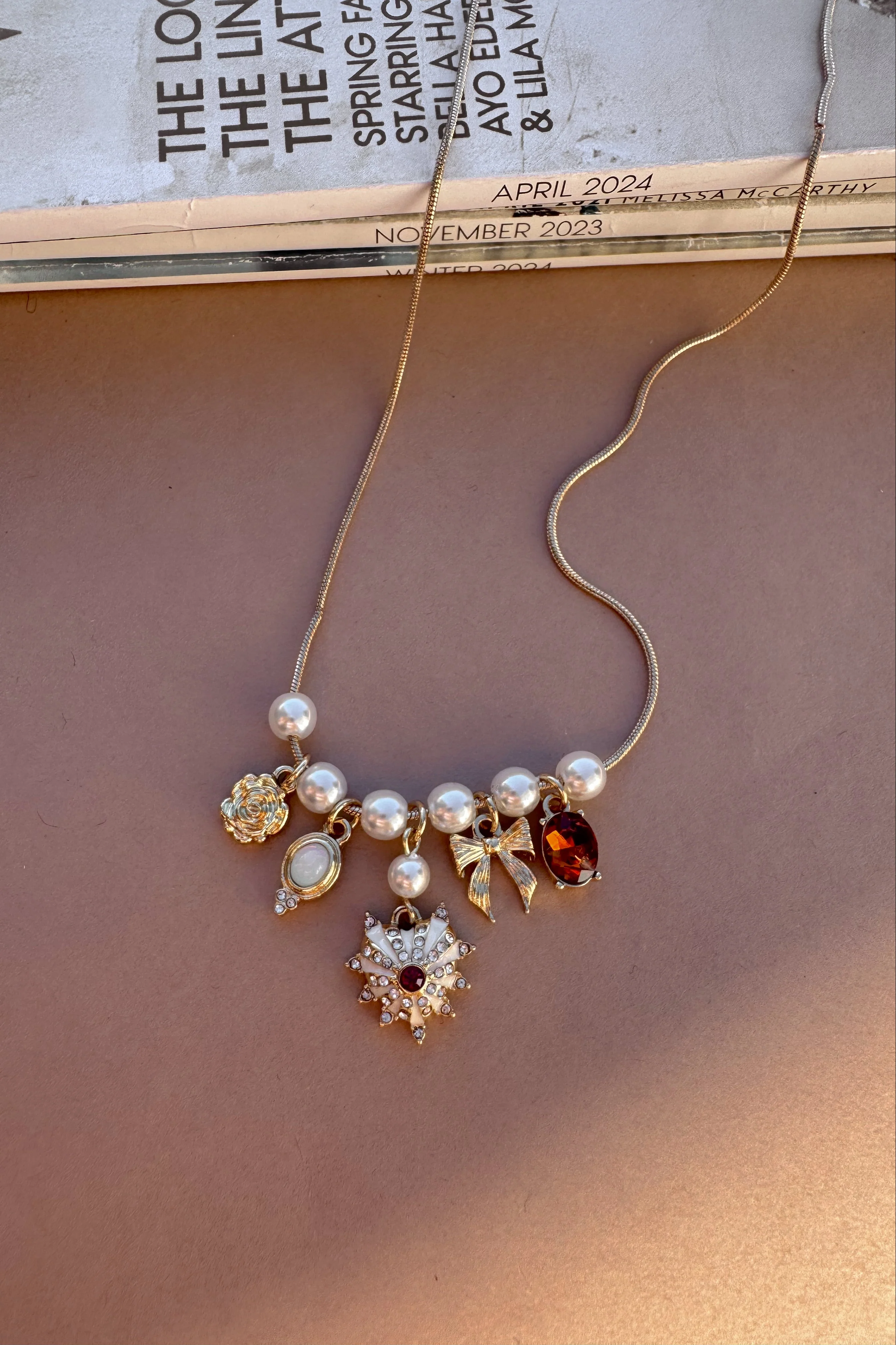 Layla Gold & Pearl Heart Charm Necklace