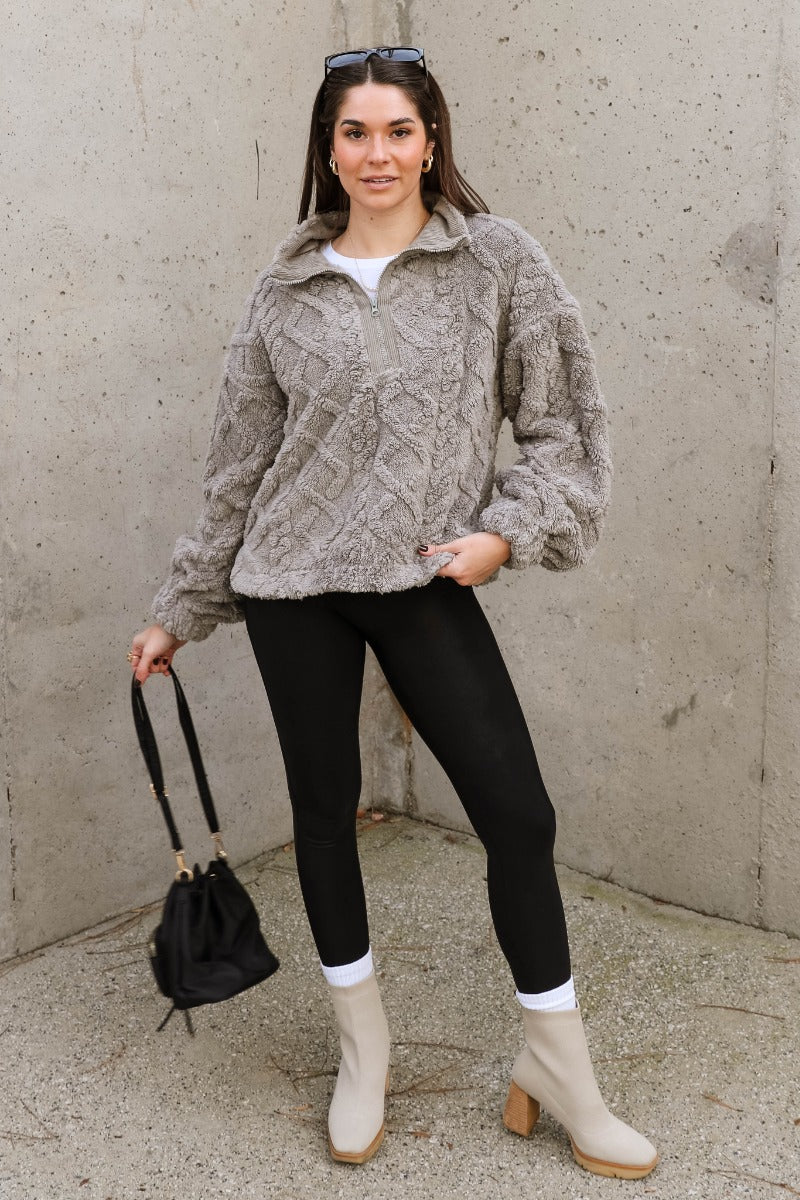 Layla Grey Quarter Zip-Up Pullover - Image 2