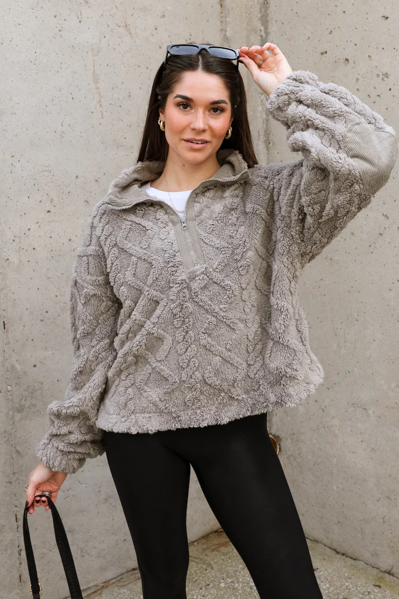 Layla Grey Quarter Zip-Up Pullover - Image 3