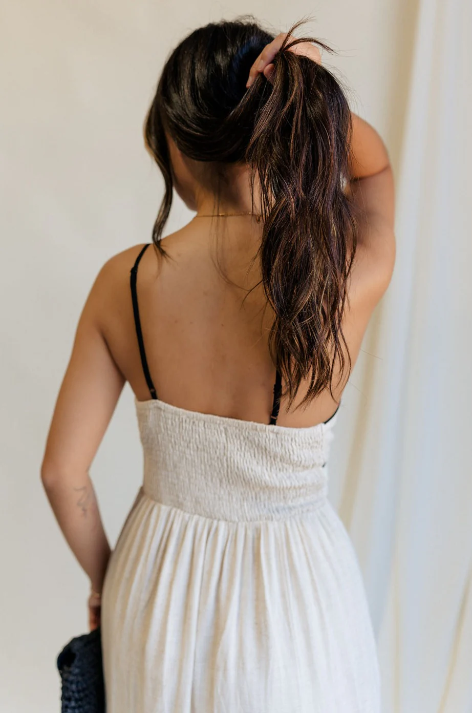 Layla Oatmeal & Black Trim Midi Dress - Image 5