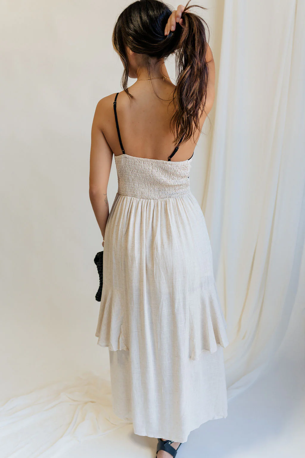 Layla Oatmeal & Black Trim Midi Dress - Image 6