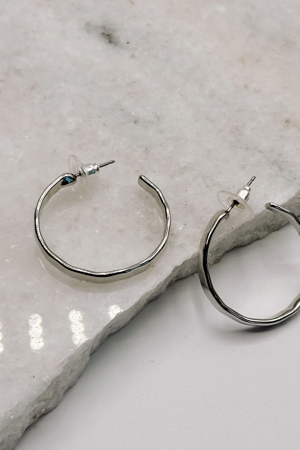 Layla Silver Hammered Hoop Earring